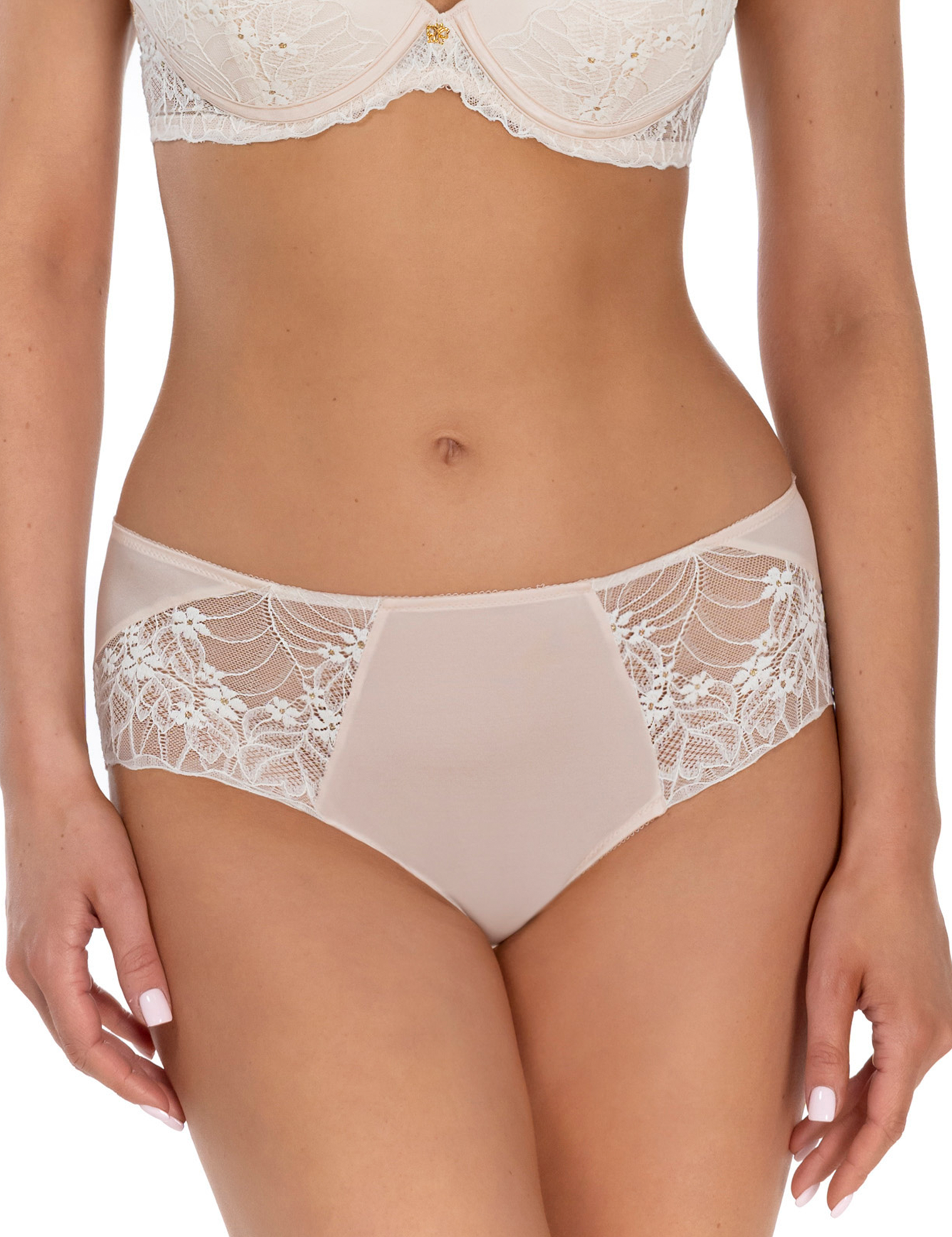 Lauma, Light Pink Panty With Lace Trim, On Model Front, 20L50