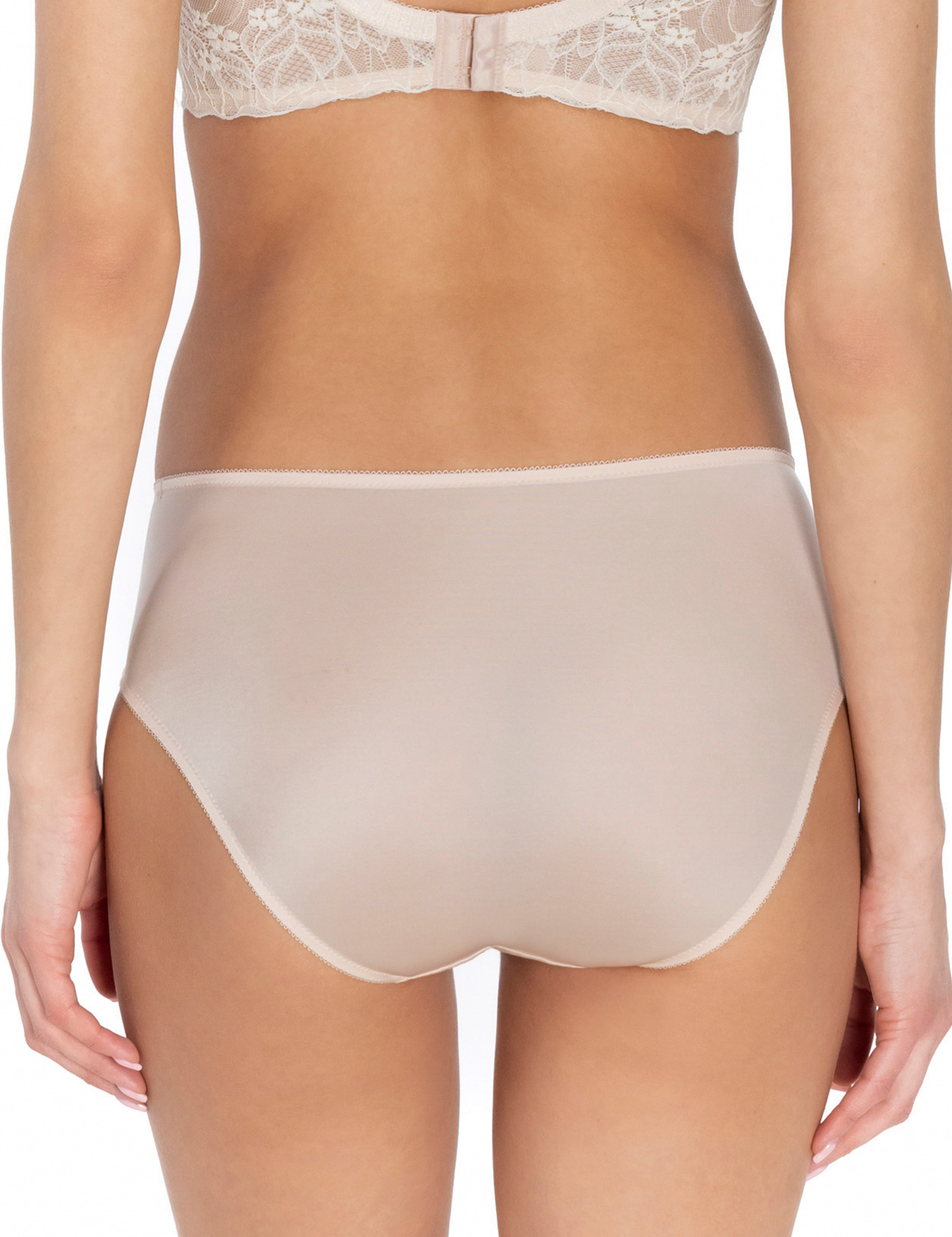 Lauma, Light Pink Mid Waist Panty With Lace Trim, On Model Back, 20L52 