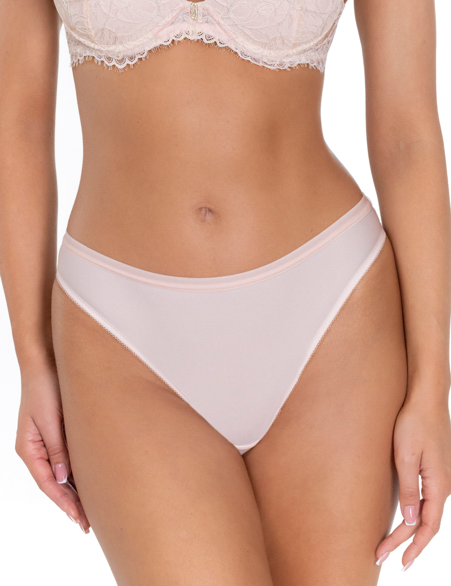 Lauma, Light Pink String Briefs, On Model Front, 22L61