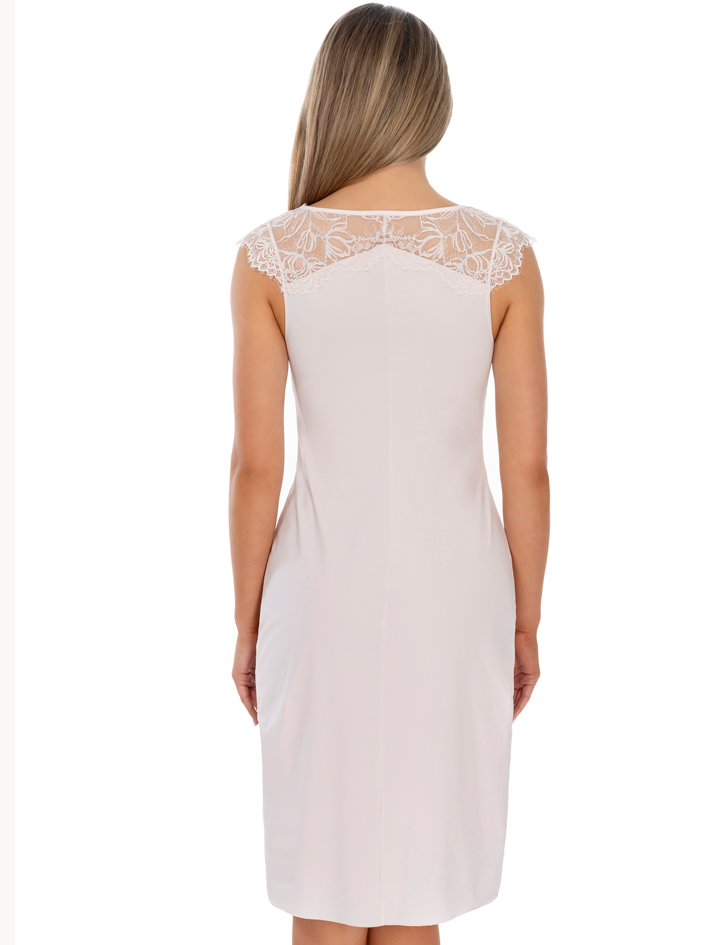 Lauma, Light Pink Nightdress With Lace, On Model Back, 22L90