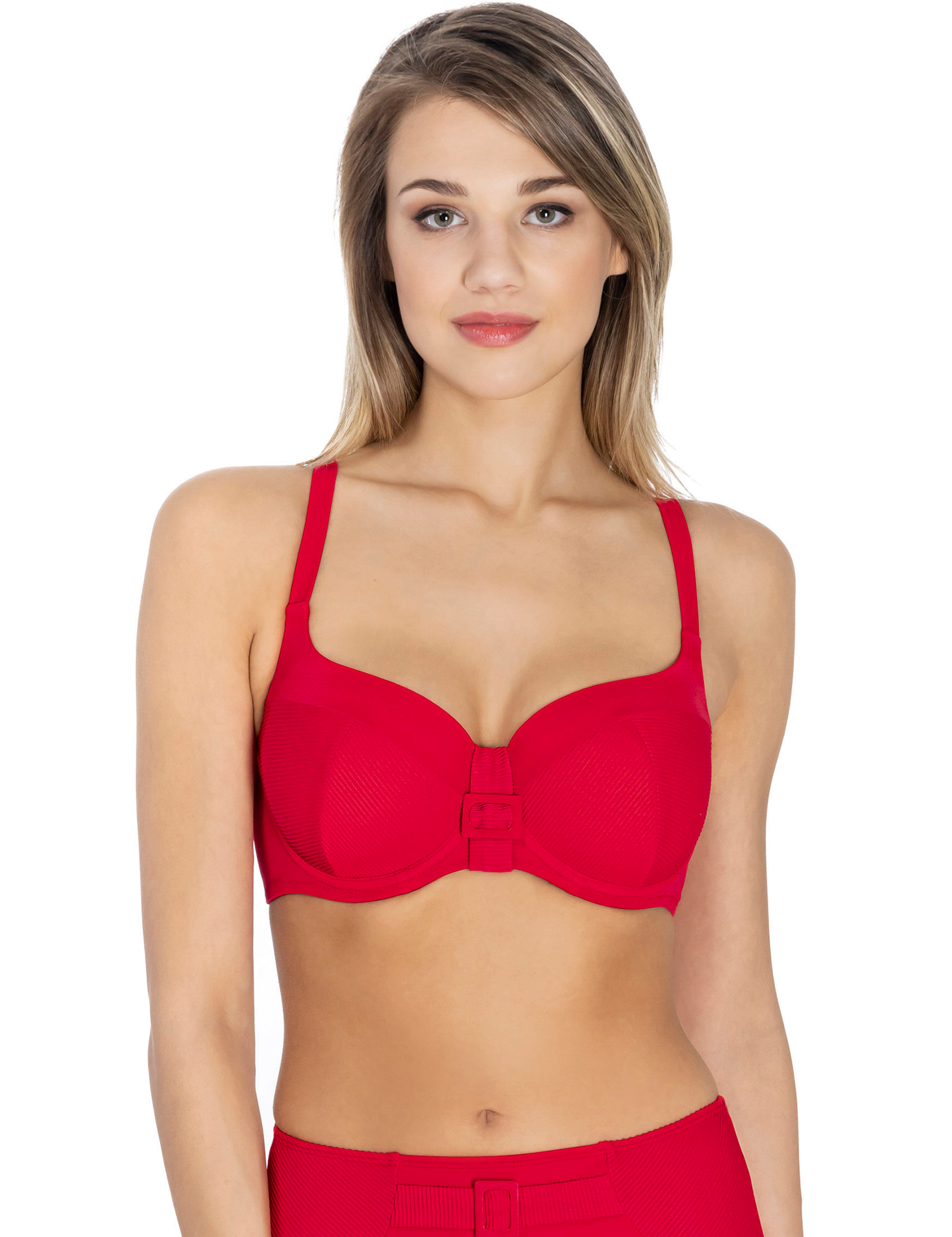 Lauma, Red Bikini Top, On Model Front, 35L31