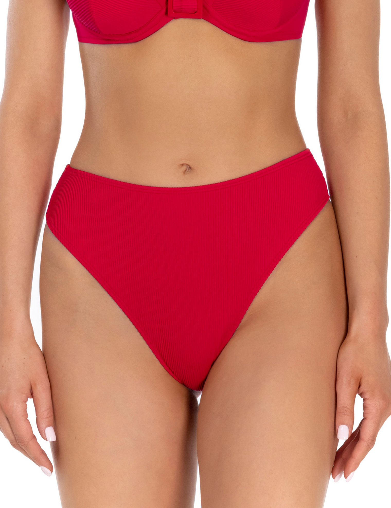 Lauma, Red Hi-cut Bikini Bottom, On Model Front, 35L60