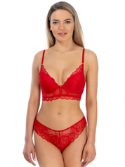 Lauma, Red Lace Brazilian Panty, On Model Front, 38L61