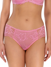 Lauma, Pink Mid Waist Lace Shorts, On Model Front, 39L70