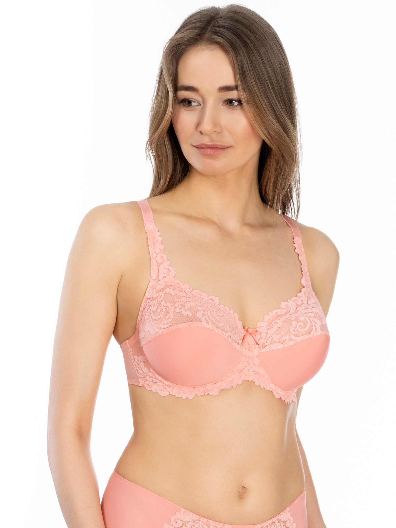 Lauma, Peach Pink Underwired Non-padded Bra, On Model Front, 58K20