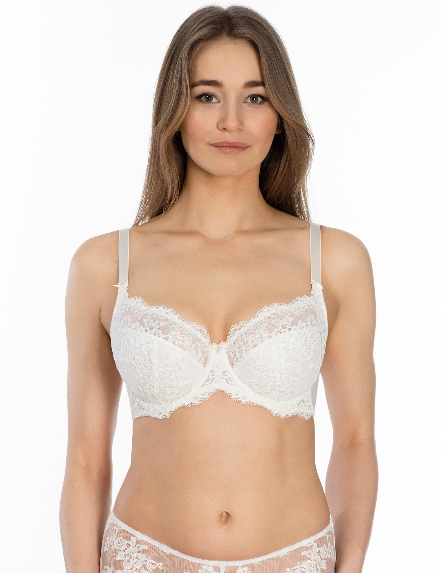 Lauma, Ivory Underwired Lace Bra, On Model Front, 69K20