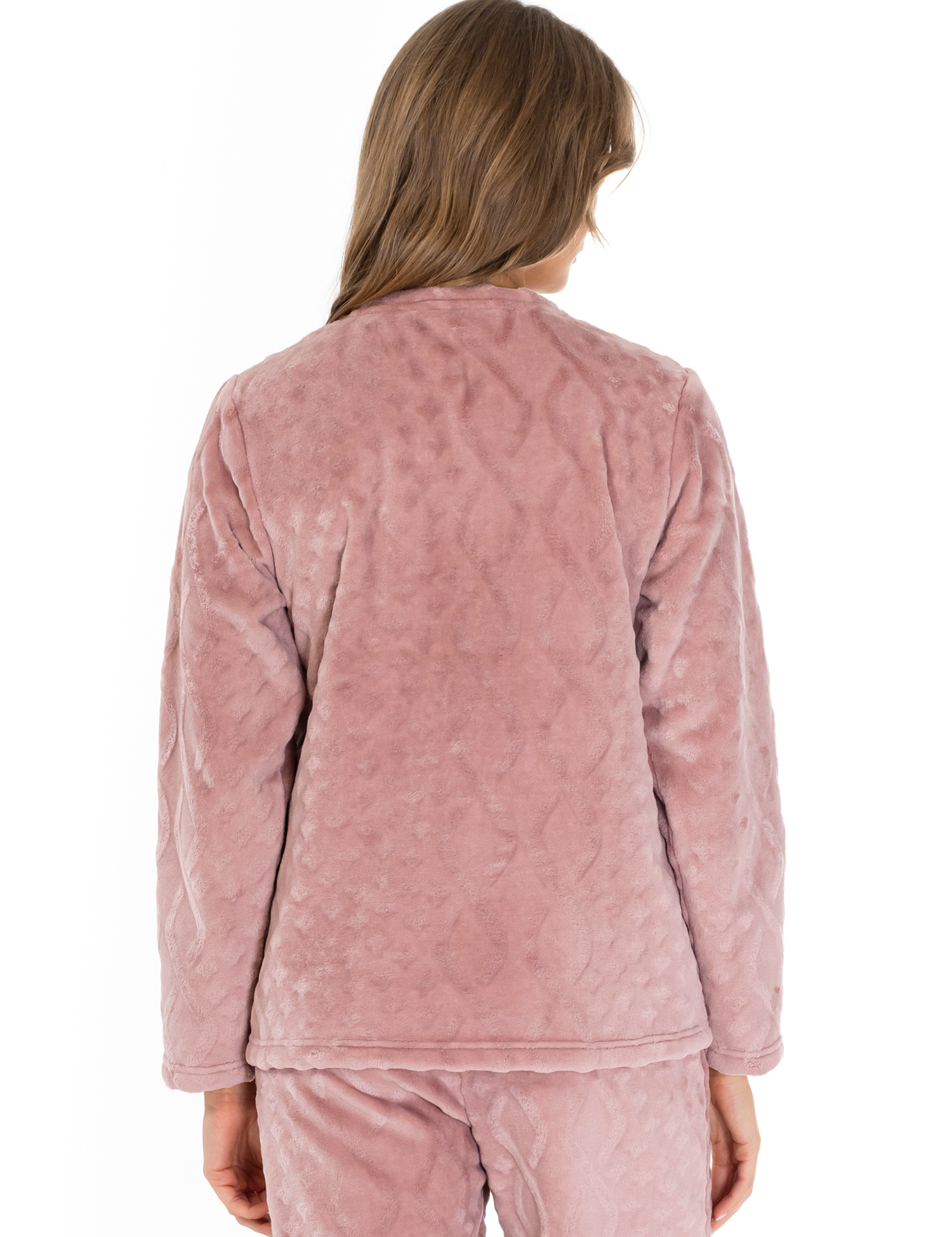 Lauma, Pink Fleece Pyjama Top, On Model Back, 72D35