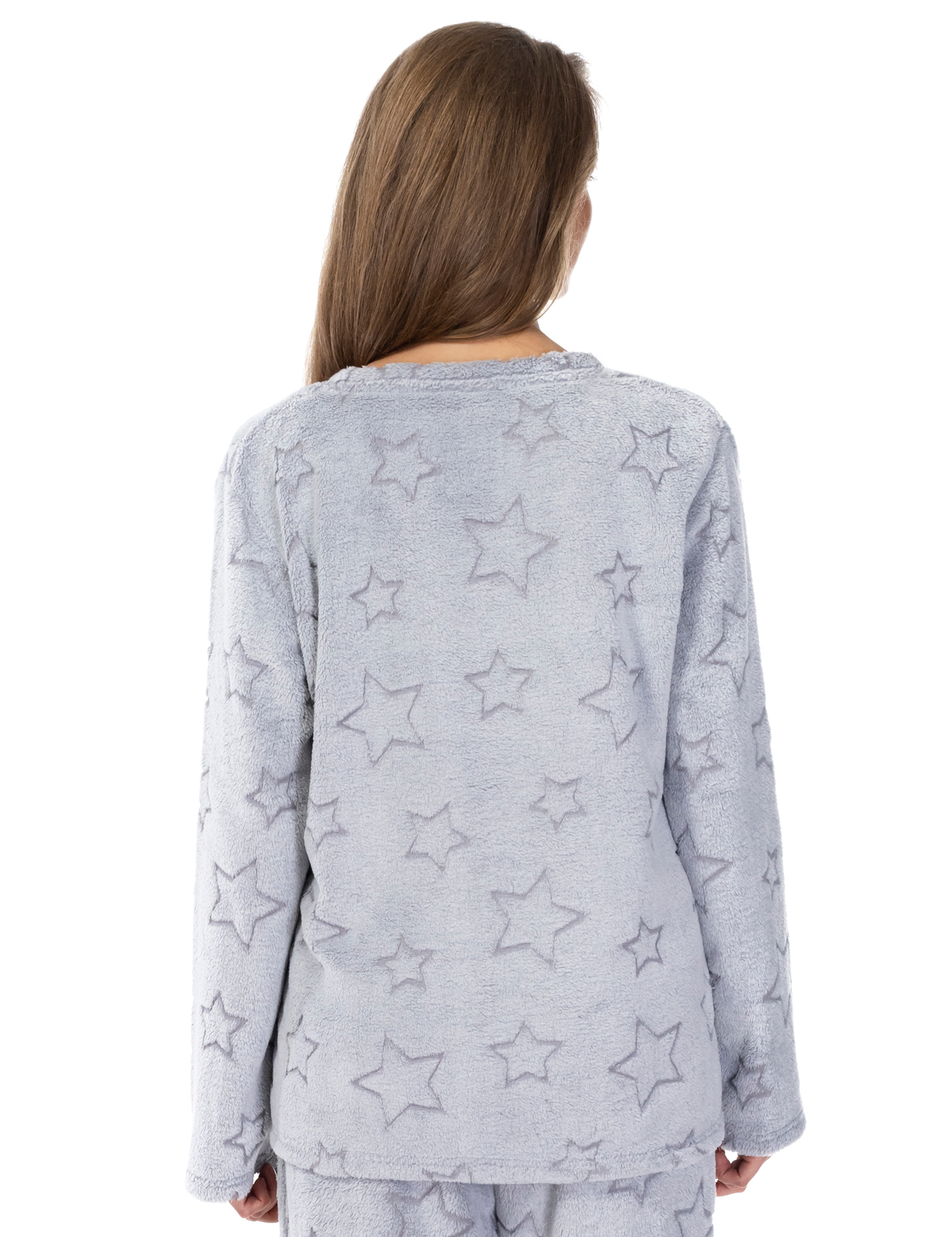 Lauma, Light Grey Fleece Pyjama Top, On Model Back, 72D55