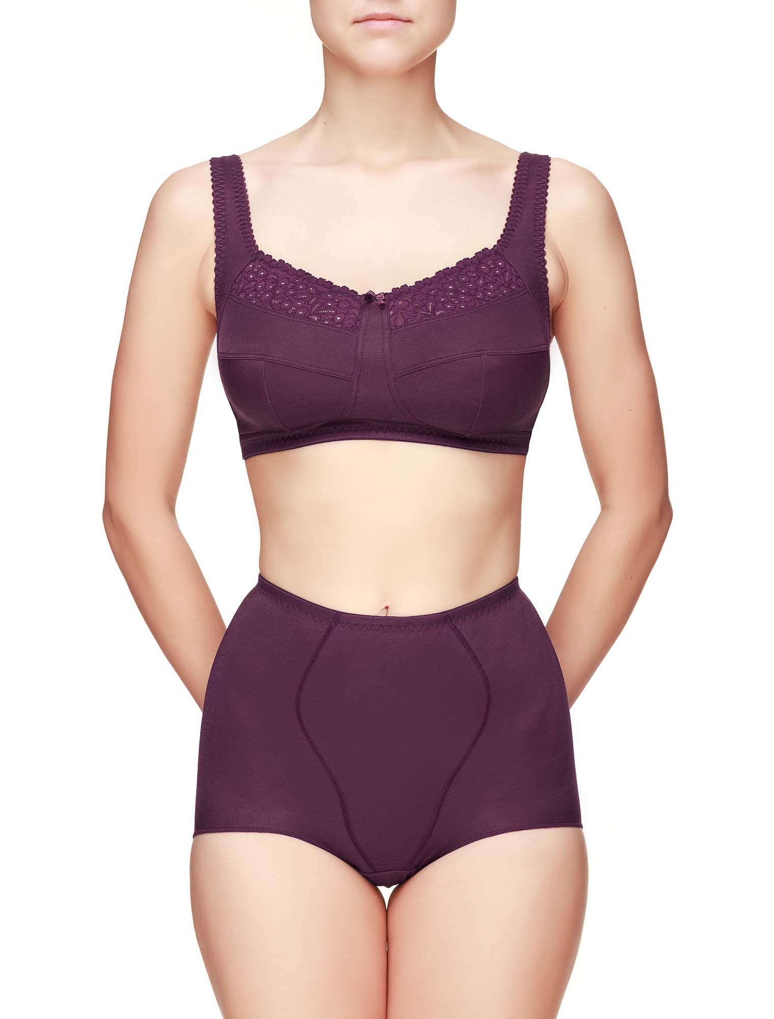Lauma, Burgundy High Waist Panties, On Model Front, 01851