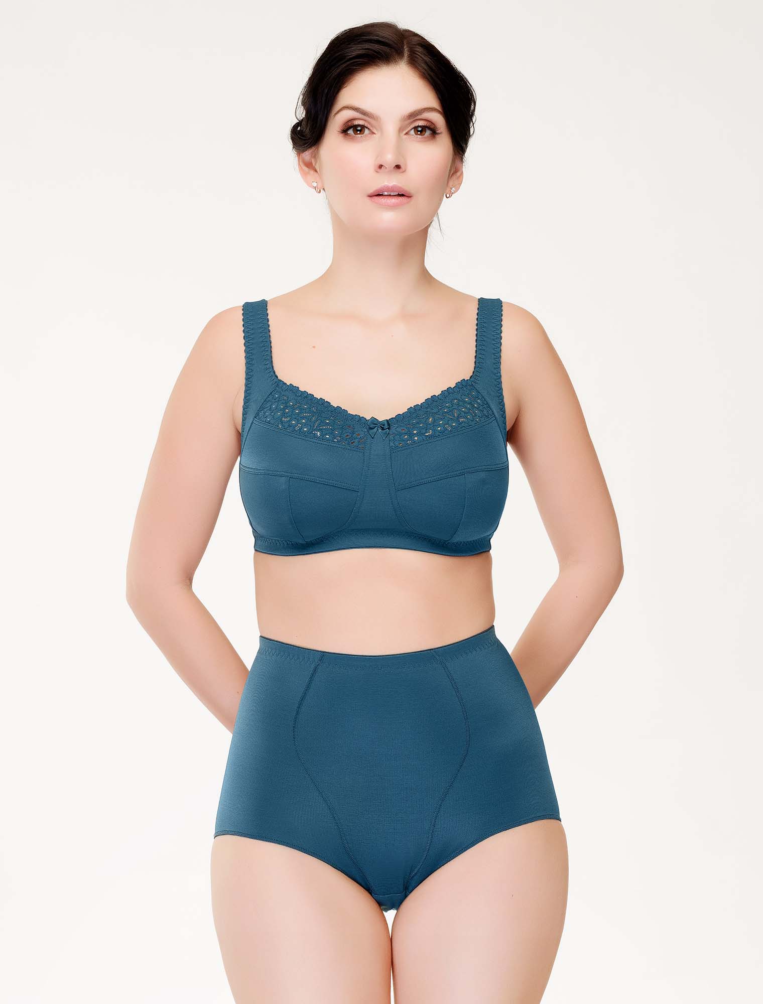 Lauma, Blue High Waist Panties, On Model Front, 01851