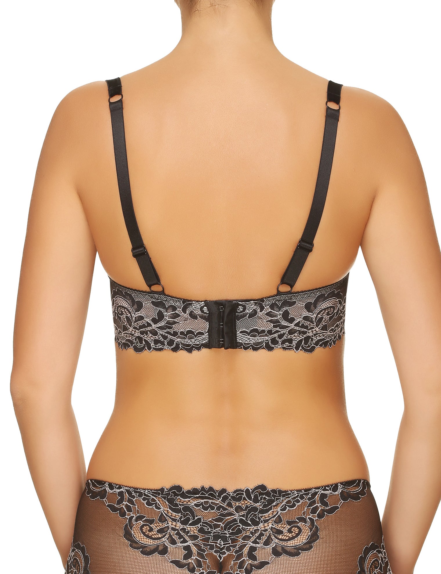 Lauma, Black Padded Lace Balconette Bra, On Model Back, 04H30