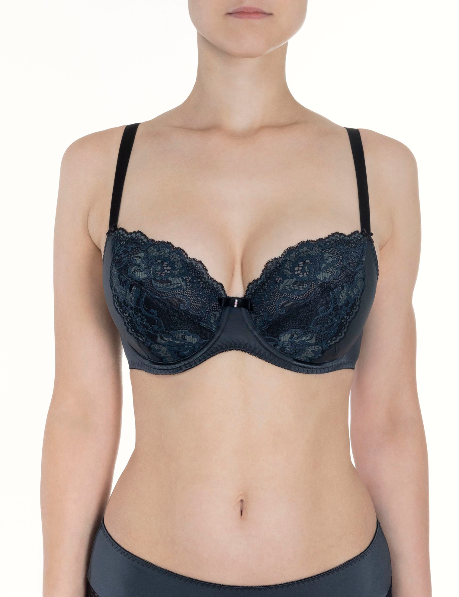 Lauma, Dark Grey Half-padded Bra, On Model Front, 07K42