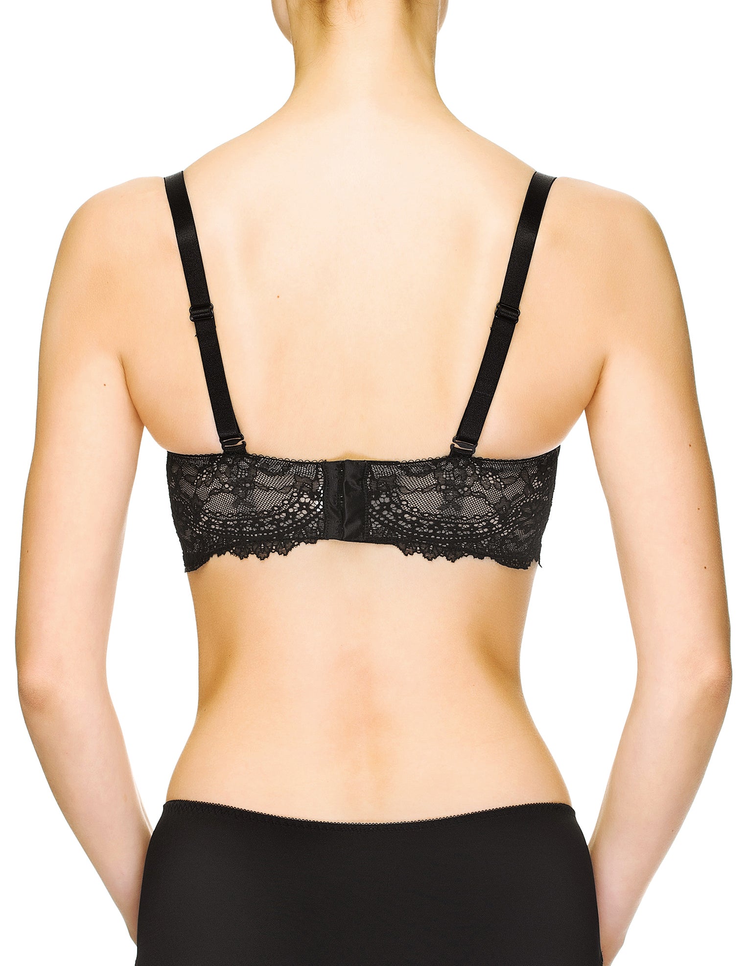 Lauma, Black Lace Balconette Bra, On Model Back, 08J30