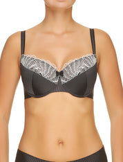 Lauma, Black Underwired Half-padded Bra, On Model Front, 09H40