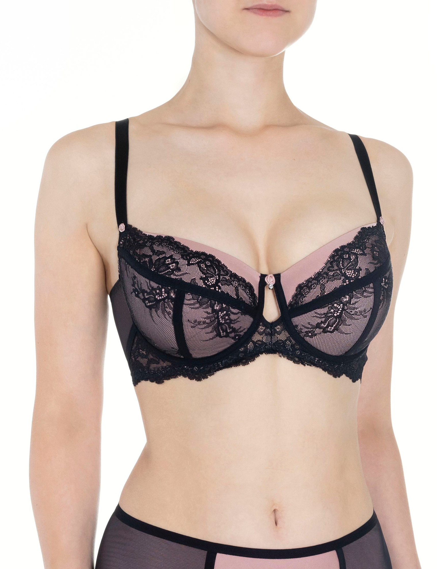 Lauma, Black Half-padded Bra, On Model Front, 12K40