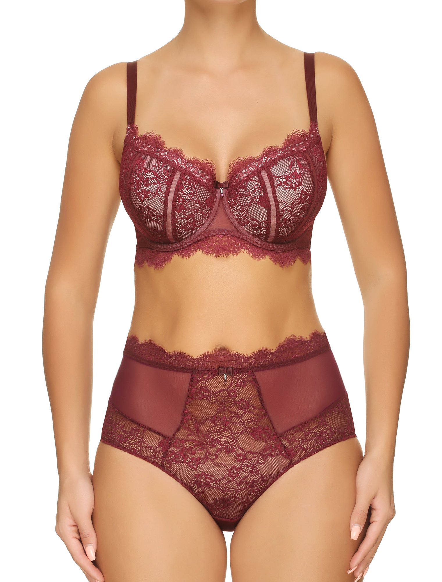 Lauma, Dark Red High Waist Panties, On Model Front, 16H51