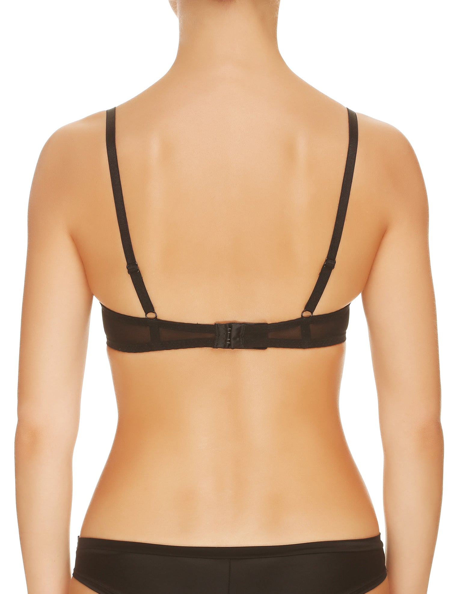 Lauma, Black Plunge Push Up Bra, On Model Back, 17H36