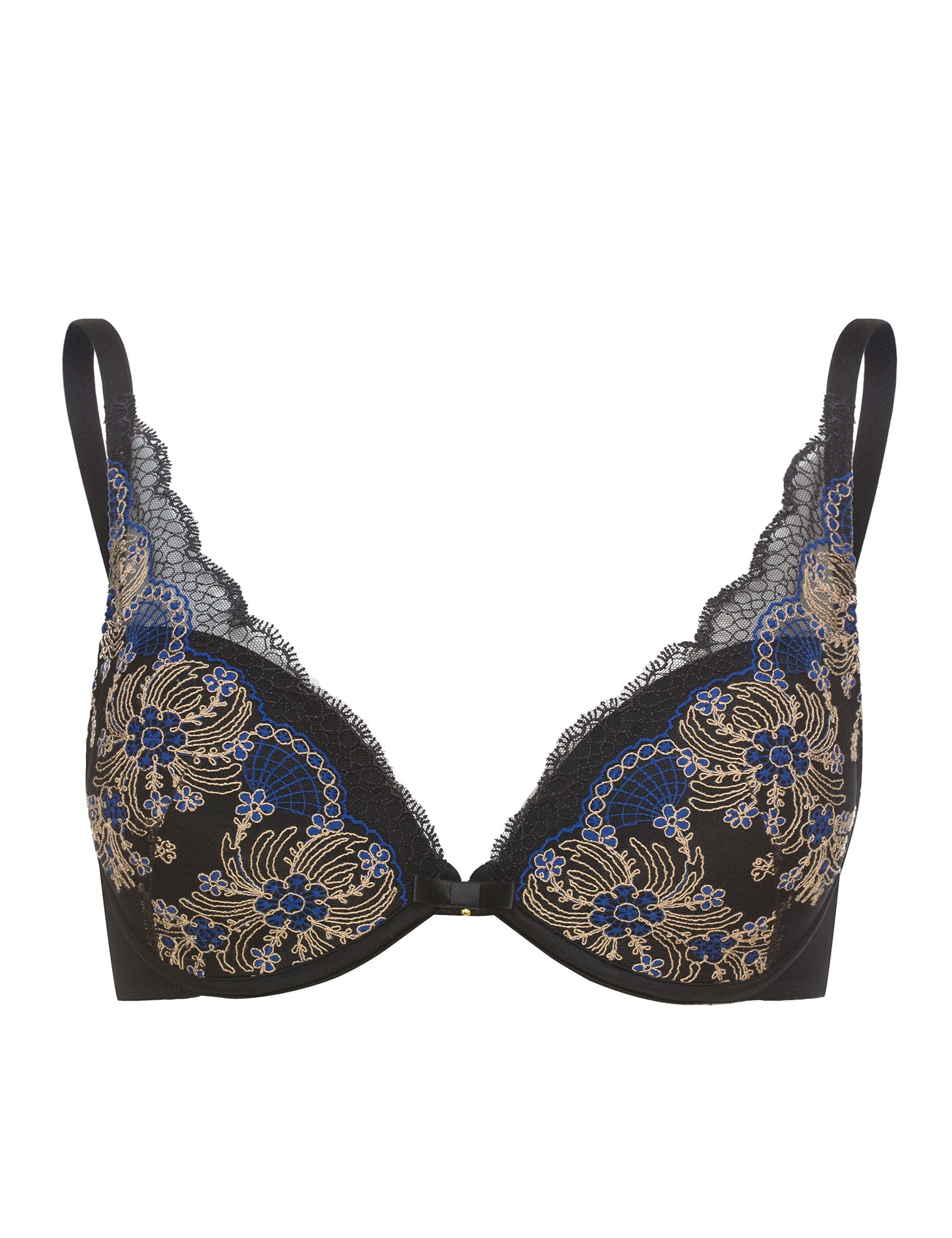 Lauma, Black Plunge Push Up Bra, Front, 17H36