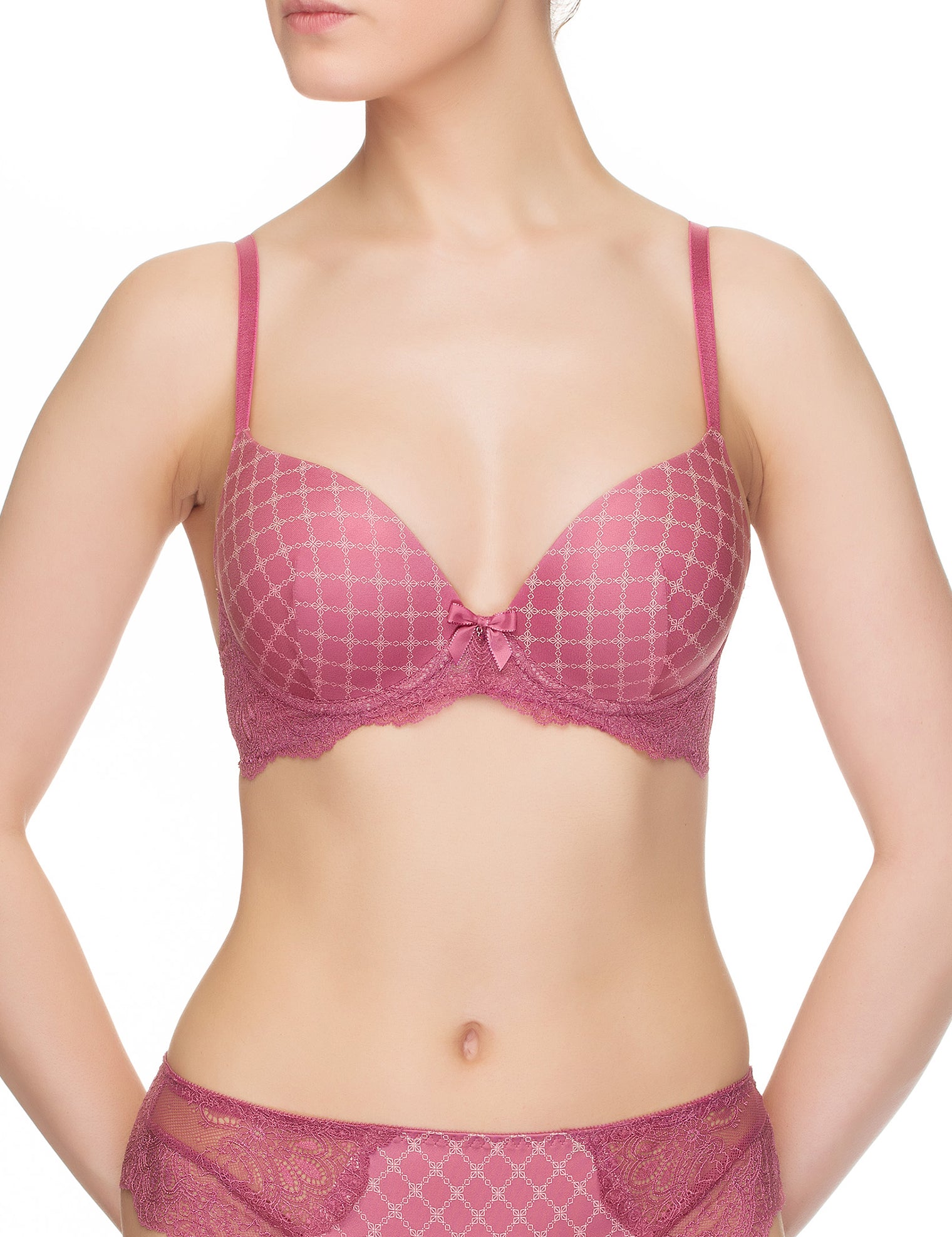 Lauma, Pink Molded Push-up Bra, On Model Front, 35J35