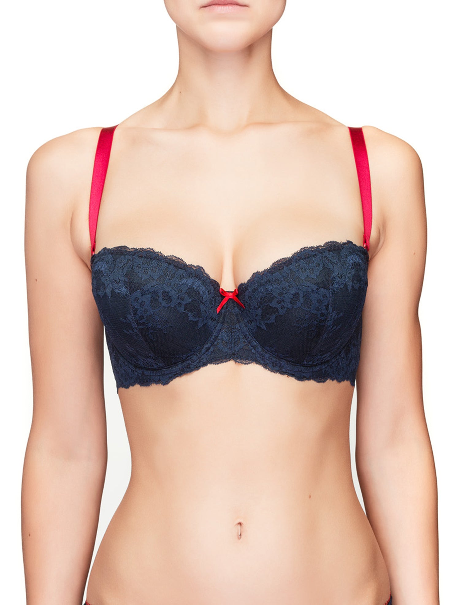 Lauma, Blue Padded Balconette Bra, On Model Front, 38H30
