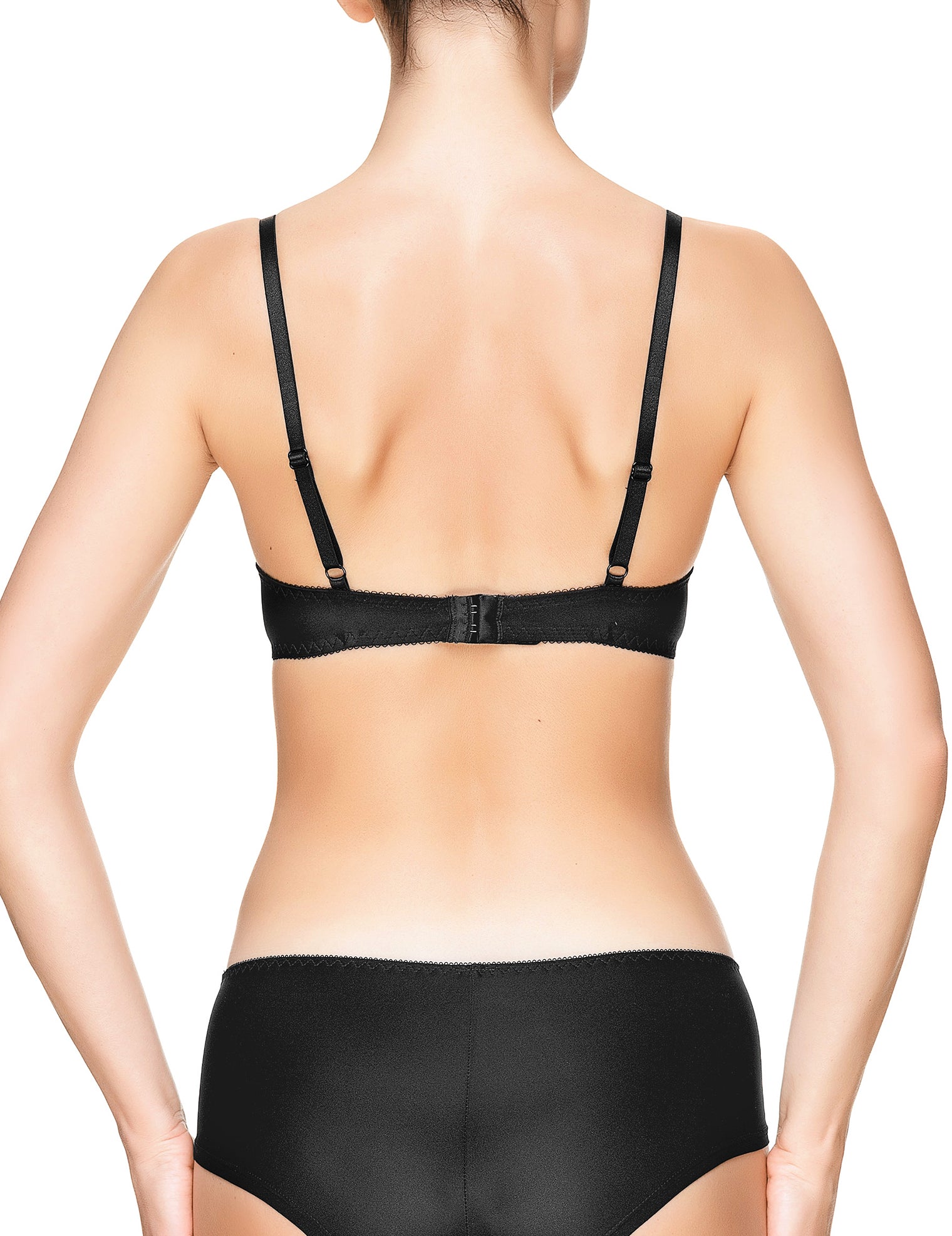 Lauma, Black Embroidery Plunge Push-up Bra, On Model Back, 53J35