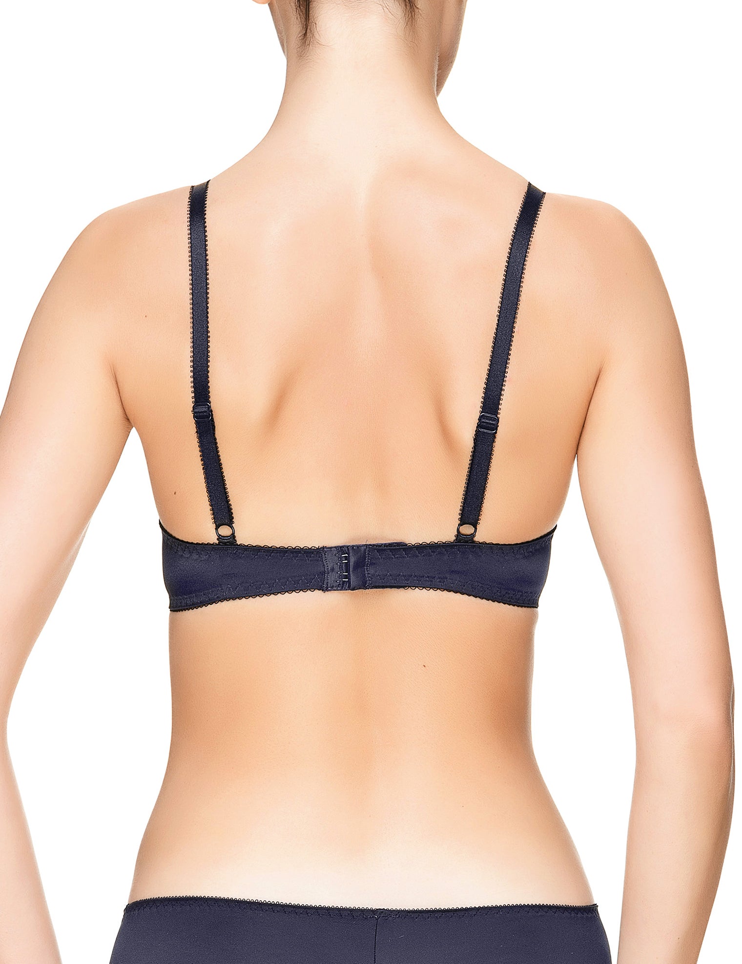 Lauma, Blue Embroidery Plunge Push-up Bra, On Model Back, 53J35