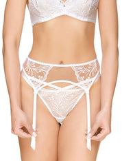 Lauma, White Suspender Belt, On Model Front, 54J05
