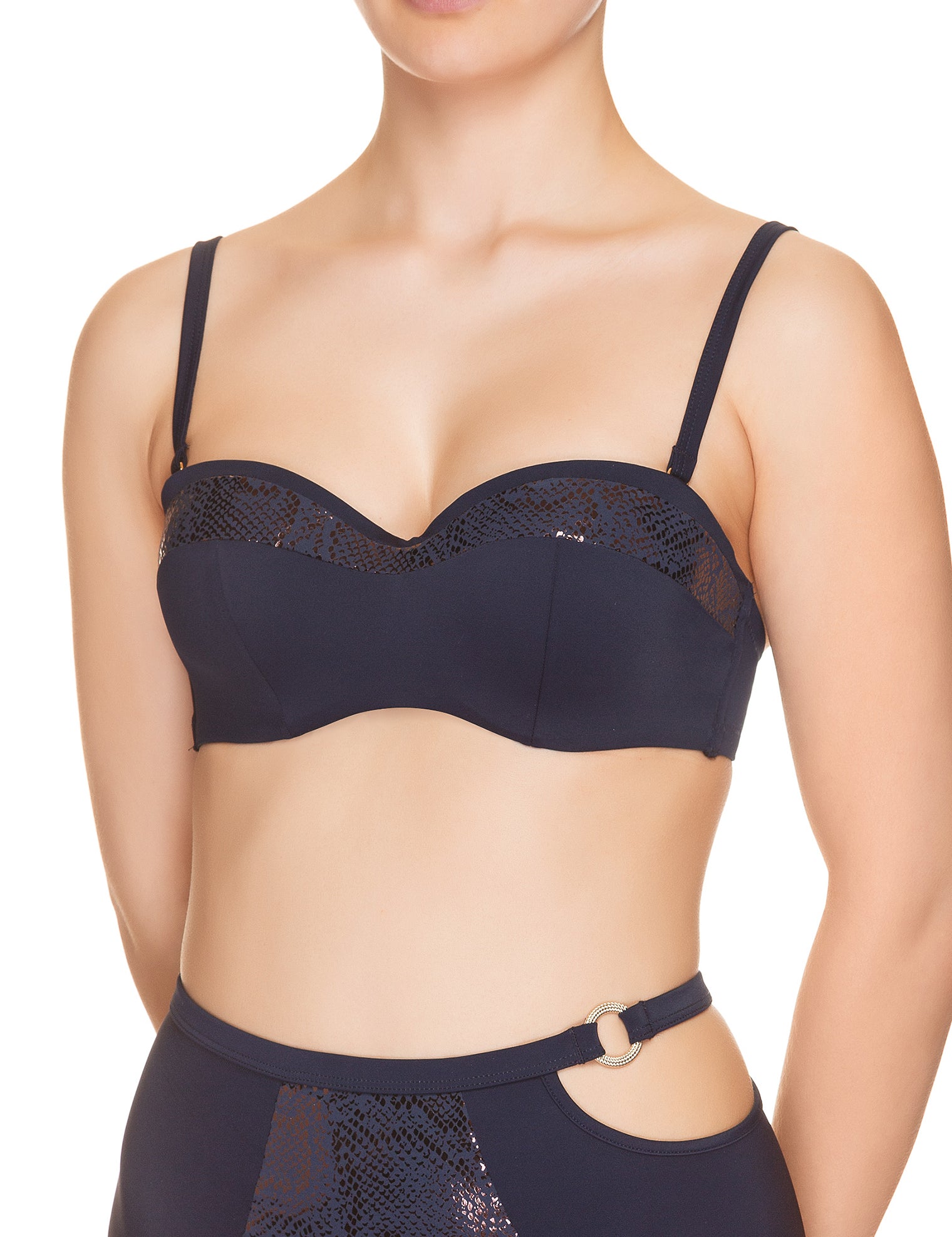 Lauma, Blue Bandeau Bikini Top, On Model Front, 70H30