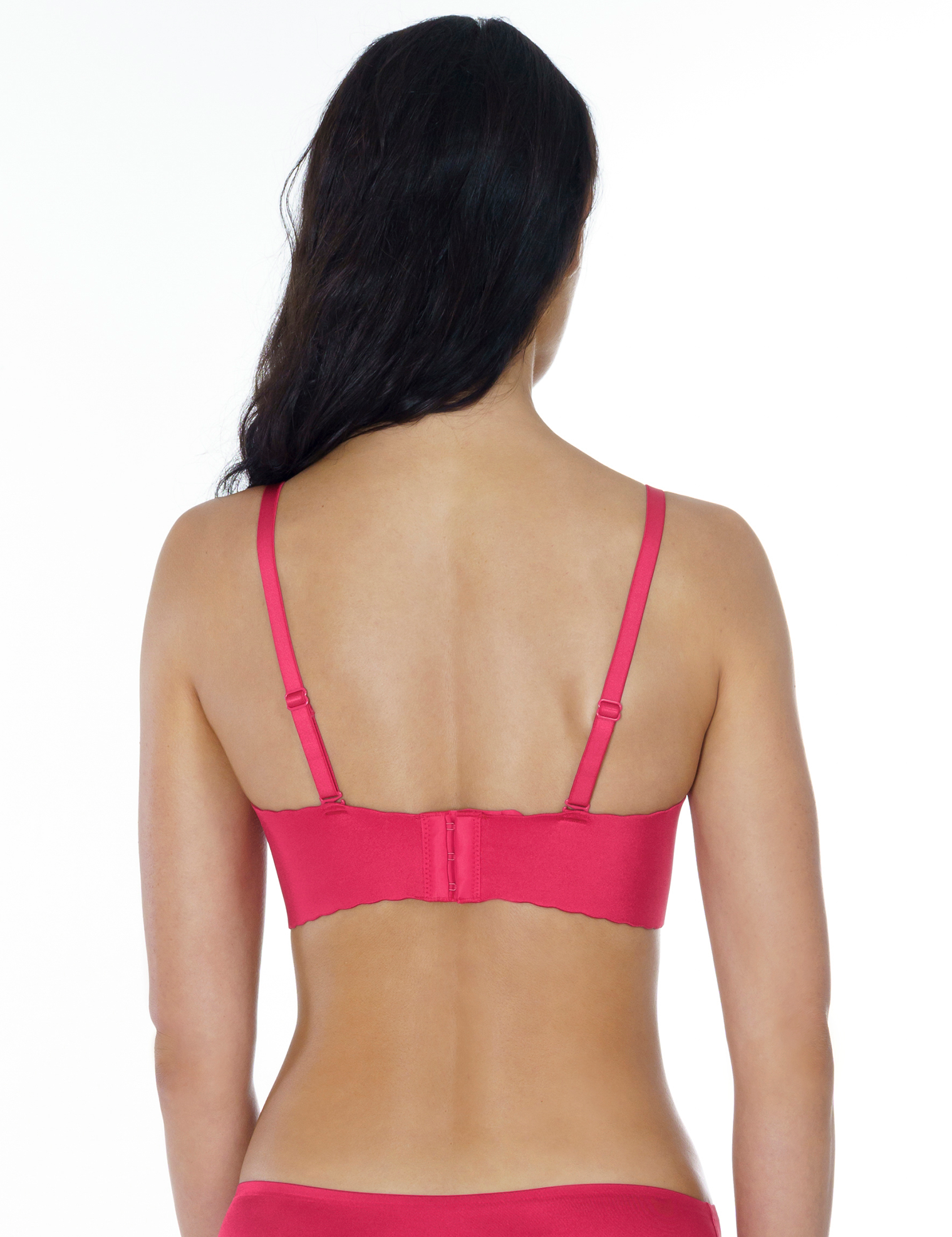 Lauma, Red Seamless Wireless Moulded Push Up Bra, On Model Back, 77D35