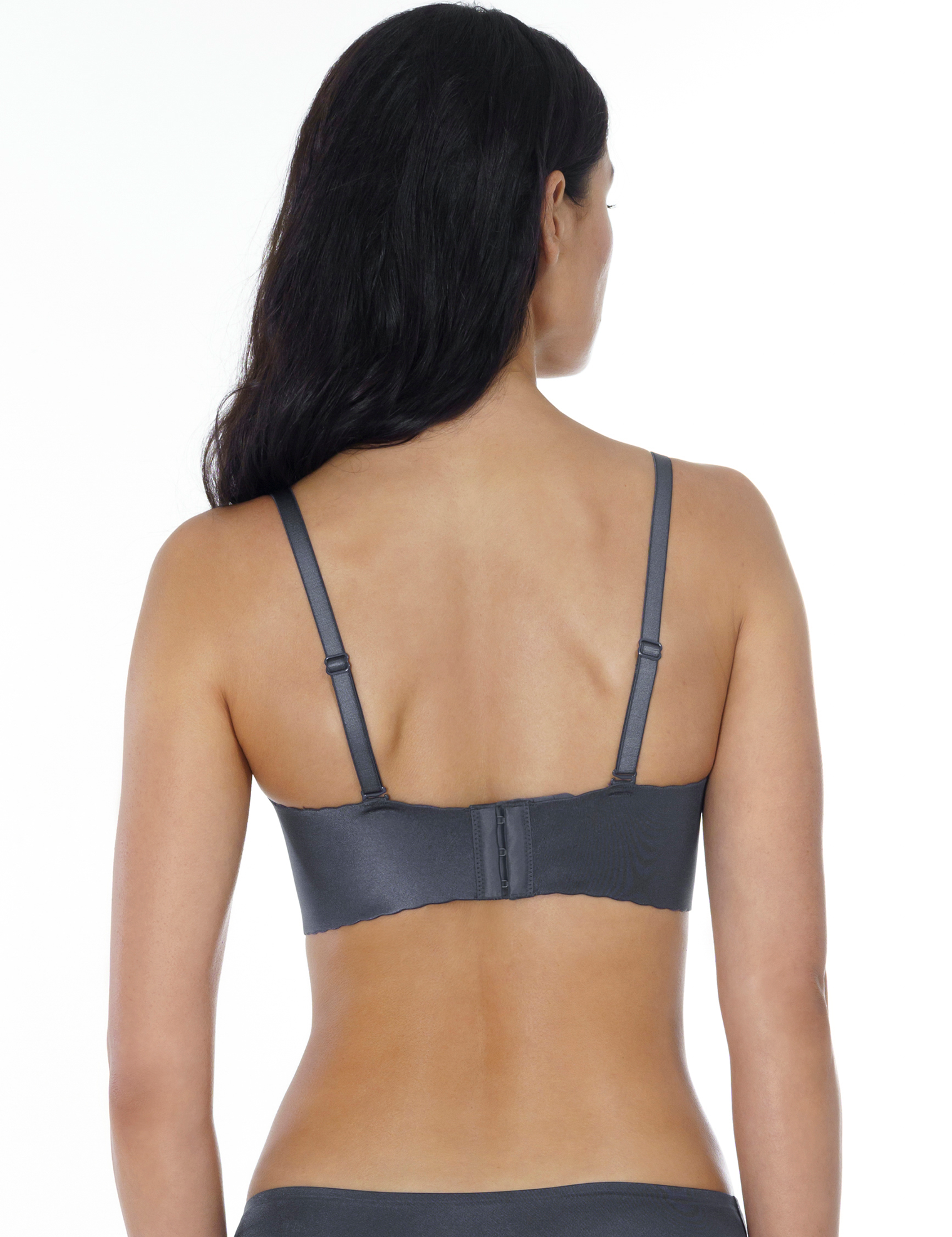 Lauma, Grey Seamless Wireless Moulded Push Up Bra, On Model Back, 77D35