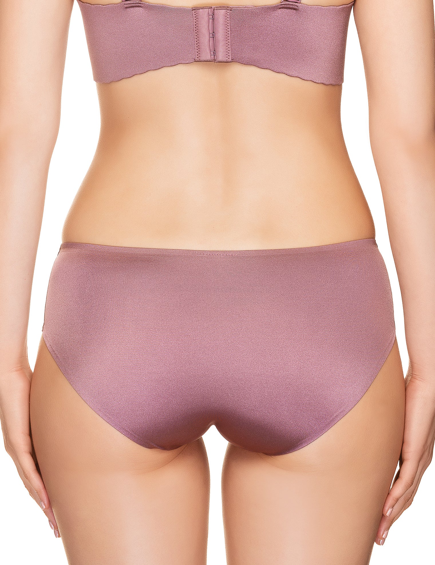 Lauma, Pink Seamless Mid Waist Hipster Panties, On Model Back, 77D53