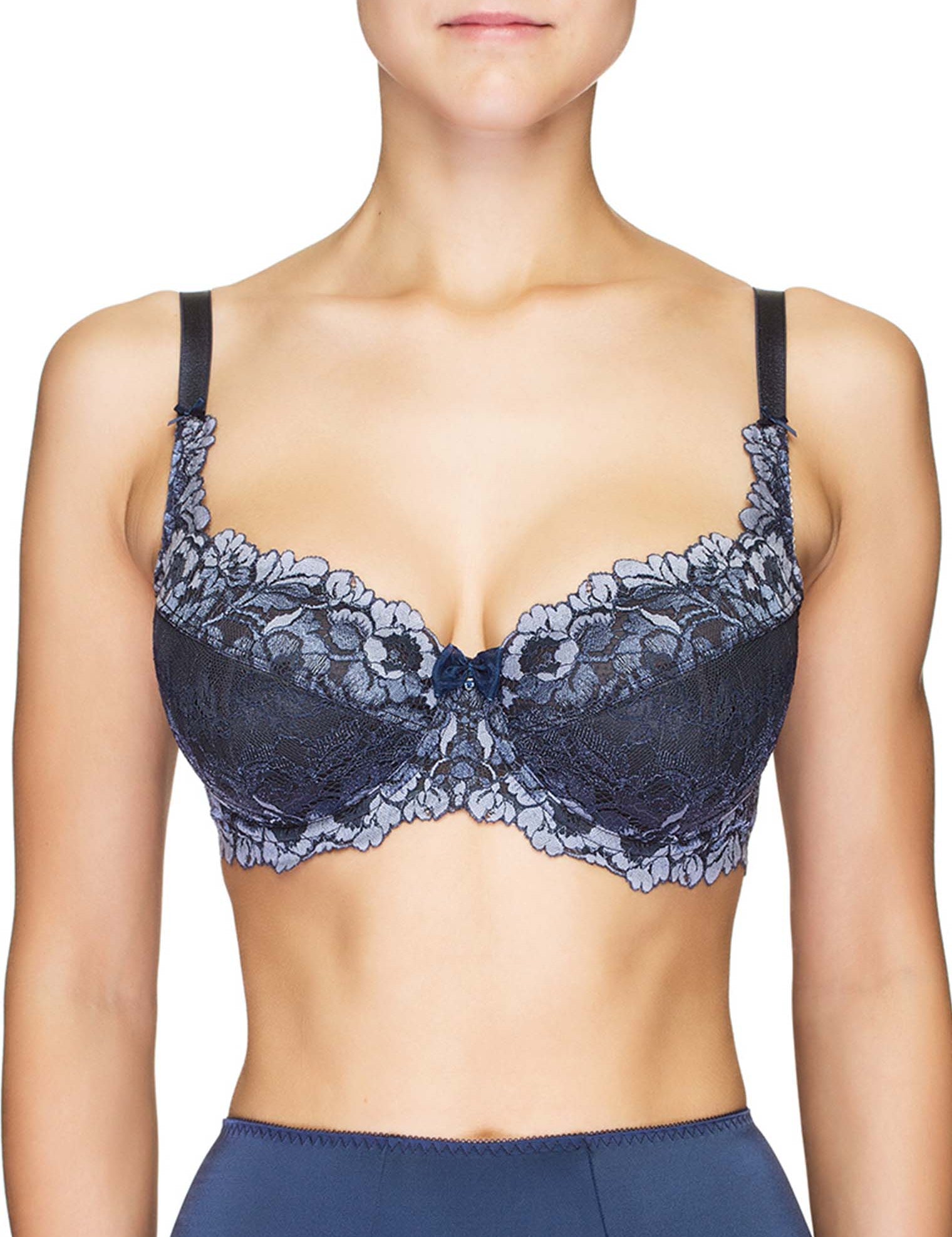 Lauma, Blue Half-padded Lace Bra, On Model Front, 91H40