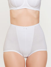 Lauma, White High Waist Cotton Full Briefs, On Model Front, 97J50
